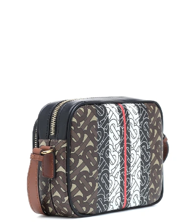 Shop Burberry Monogram Stripe Canvas Shoulder Bag In Brown