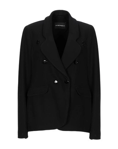 Shop Emporio Armani Woman Blazer Black Size 10 Viscose, Polyamide, Elastane