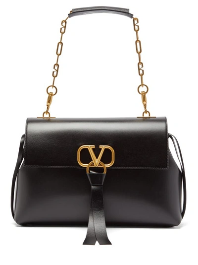 Valentino Ladies V Ring Shoulder Bag in Black