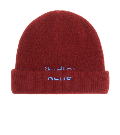 Shop Acne Studios Logo Wool-blend Beanie In Red