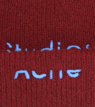 Shop Acne Studios Logo Wool-blend Beanie In Red
