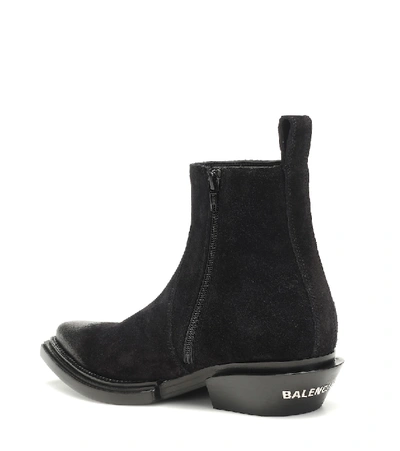Balenciaga Black Suede Santiag Boots | ModeSens