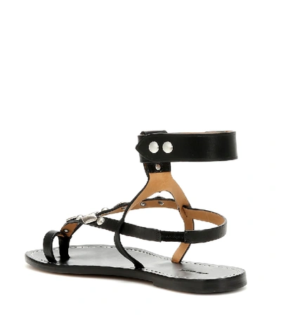 Shop Isabel Marant Lozenge Leather Sandals In Black