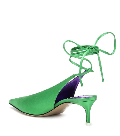 Shop Attico Satin Slingback Pumps In Green