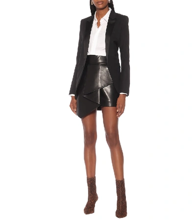 Shop Alexandre Vauthier Leather Miniskirt In Black