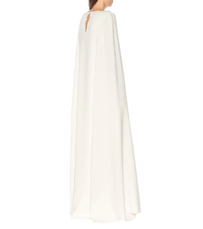 Shop Oscar De La Renta Embroidered Silk Crêpe De Chine Gown In White