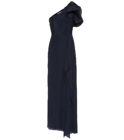 Shop Roland Mouret Belhaven Silk-jacquard Gown In Blue