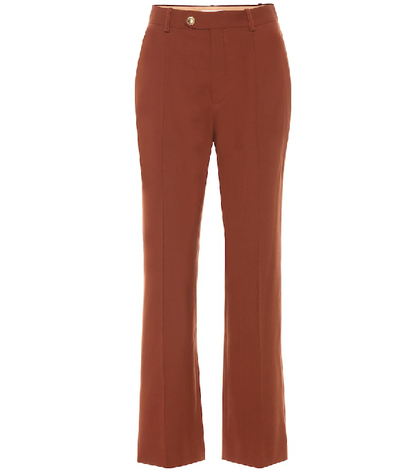 ChloÉ High-rise Stretch-wool Pants In Brown | ModeSens