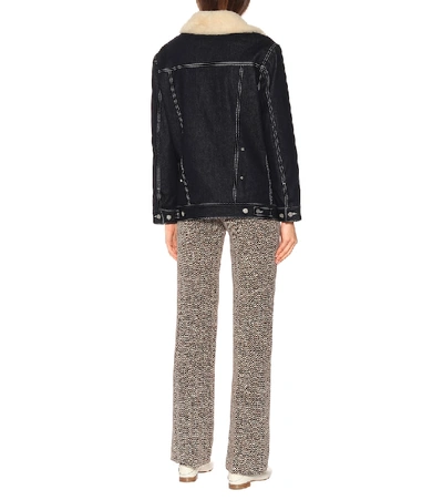 Shop Chloé Shearling-trimmed Denim Jacket In Blue