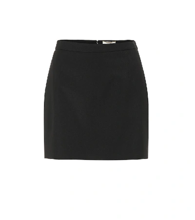 Shop Saint Laurent Wool Miniskirt In Black