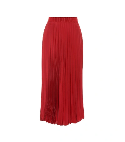 Shop Moncler Pleated Midi Skirt In Red