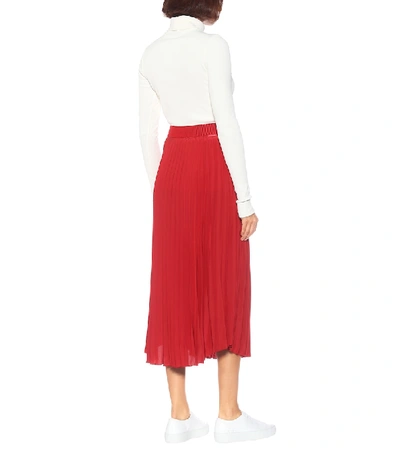 Shop Moncler Pleated Midi Skirt In Red