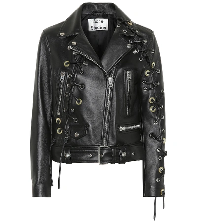 Shop Acne Studios Embellished Leather Jacket In Black