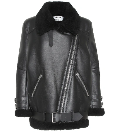 Acne Studios Black Shearling Velocite Aviator Jacket In Black
