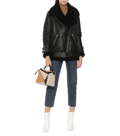 Acne Studios Black Shearling Velocite Aviator Jacket In Black