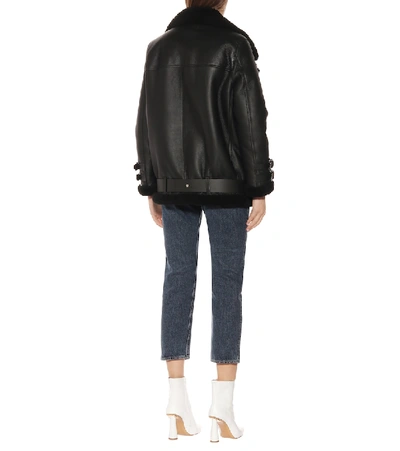 Acne Studios Black Shearling Velocite Aviator Jacket In Black