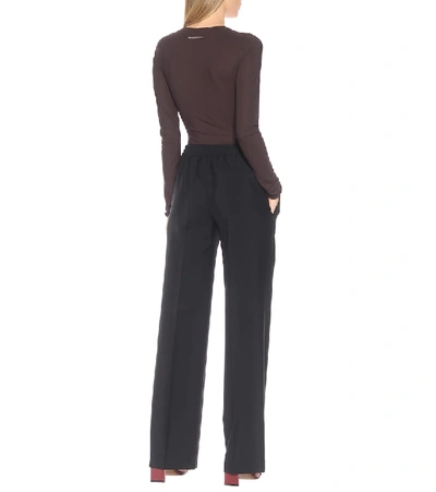 Shop Acne Studios Wool And Mohair Wide-leg Pants In Black