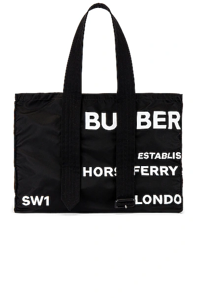 Shop Burberry Print Tote Bag In Black & White