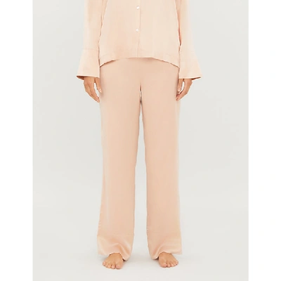 Shop Asceno Wide-legged Silk Pyjama Bottoms In Blush