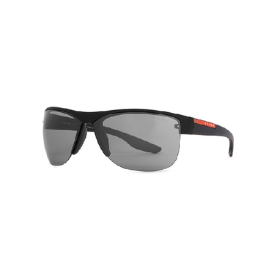Shop Prada Matte Black Oversized Sunglasses