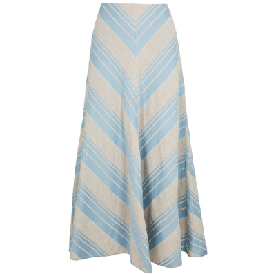 Shop Lee Mathews Tilda Striped Linen-blend Skirt