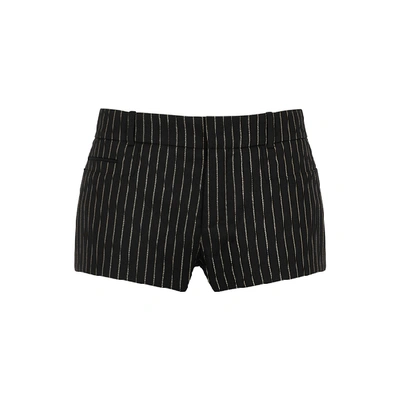 Shop Saint Laurent Black Striped Wool-blend Shorts