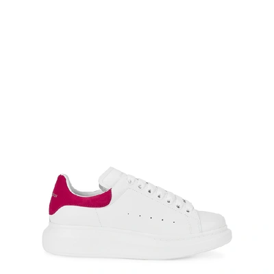 Shop Alexander Mcqueen Larry White Leather Sneakers