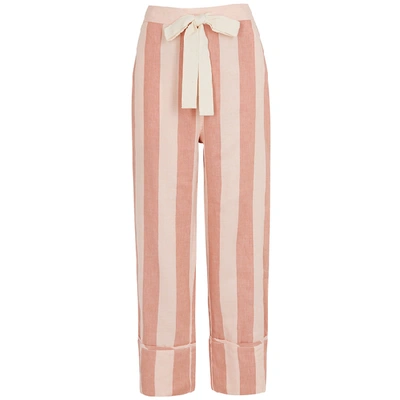 Shop Lee Mathews Sufi Striped Linen-blend Trousers