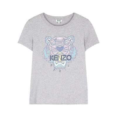 Shop Kenzo Grey Tiger-print Cotton T-shirt
