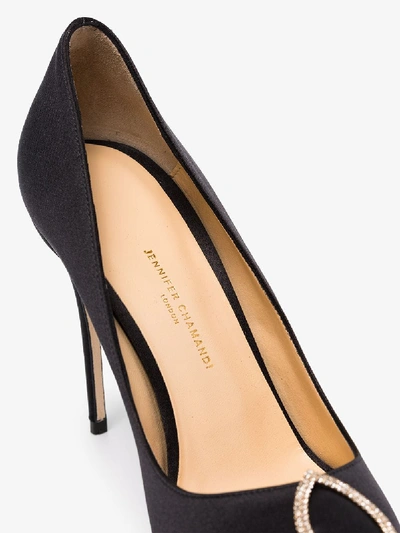 Shop Jennifer Chamandi Black Lorenzo 105 Silk Pumps