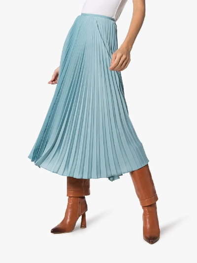 Shop Joseph Abbot Pleated Skirt In Blue