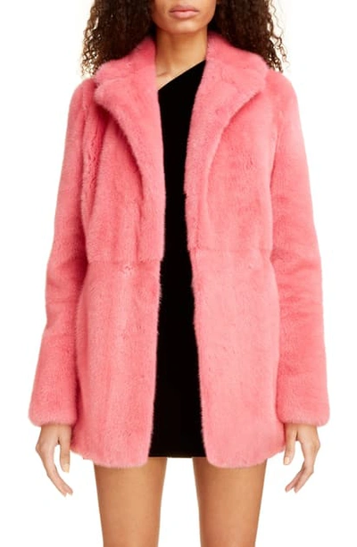 Shop Saint Laurent Genuine Mink Fur Coat In Rose