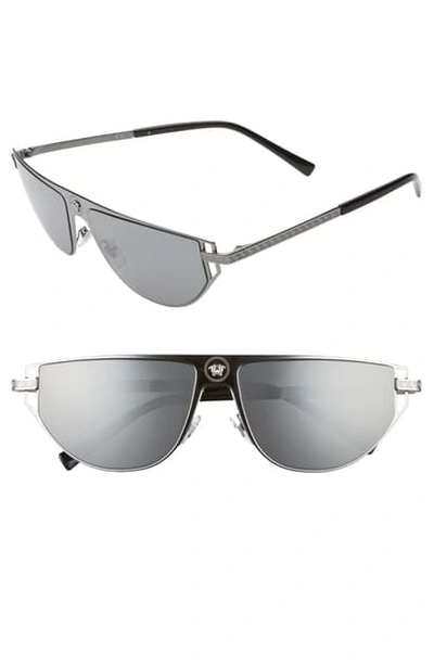 Shop Versace 57mm Flat Top Sunglasses In Gunmetal/ Grey Mirror
