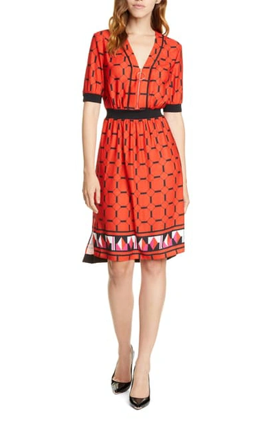 Shop Ted Baker Valent Geo Print Zip Front Dress In Brt-red