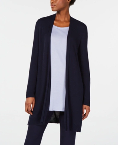 Shop Eileen Fisher Textured-knit Long Cardigan In Midnight