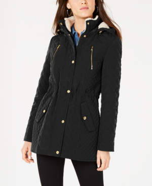 black hooded anorak jacket