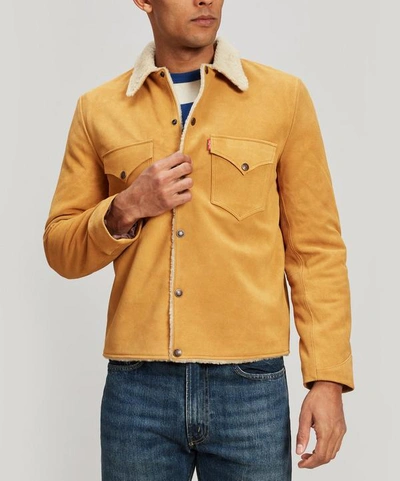 Levi's Suede Sheepskin Sherpa Trucker Jacket In Golden Nugget | ModeSens