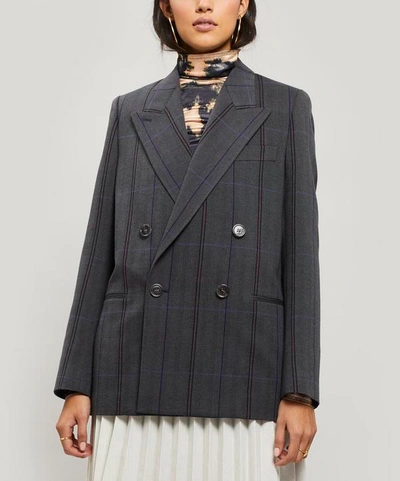 Shop Acne Studios Double-breasted Check Jacket In Grey