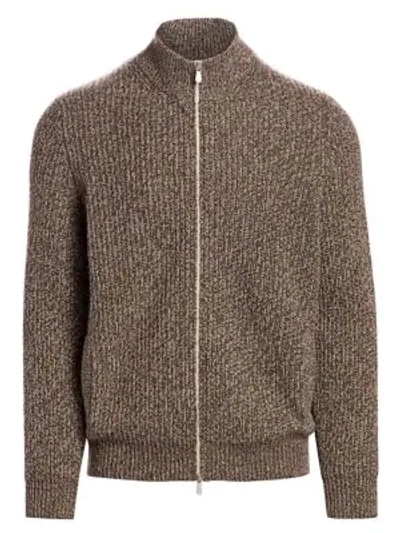 Shop Brunello Cucinelli Melange Cashmere Knit Jumper In Grey Brown