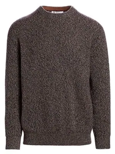 Shop Brunello Cucinelli Cashmere & Silk Melange Rib-knit Sweater In Brown