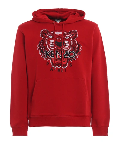 Shop Kenzo Tiger Hoodie In Medium Red