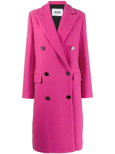 Shop Msgm Double-breasted Coat In Pink