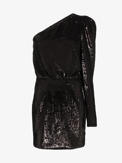 Shop Alexandre Vauthier One Shoulder Asymmetric Mini Dress In Black
