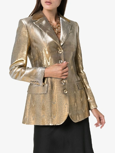Shop Racil Curtis Lurex Buttoned Blazer In Gold