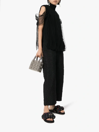 Shop Simone Rocha Tulle Overlay Knitted Top In Black
