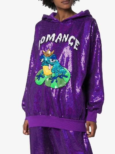 Shop Ashish Romance Sequin Hoodie In Purple