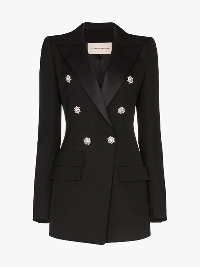 Shop Alexandre Vauthier Crystal Button Wool Blazer In Black