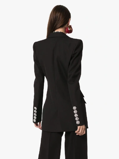 Shop Alexandre Vauthier Crystal Button Wool Blazer In Black
