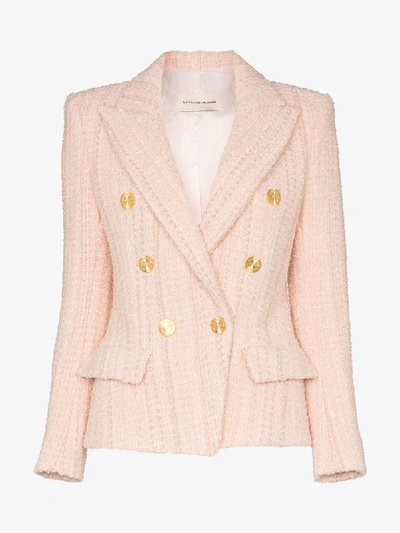 Shop Alexandre Vauthier Buttoned Tweed Blazer In Pink