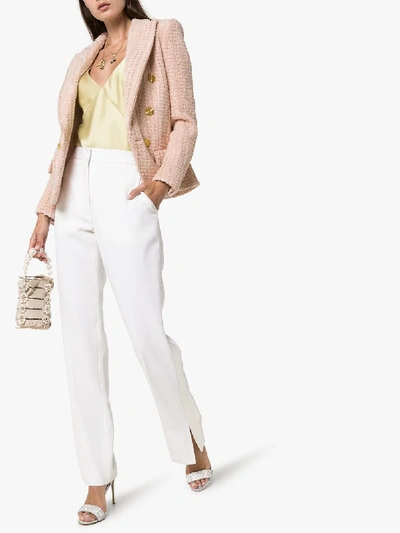 Shop Alexandre Vauthier Buttoned Tweed Blazer In Pink